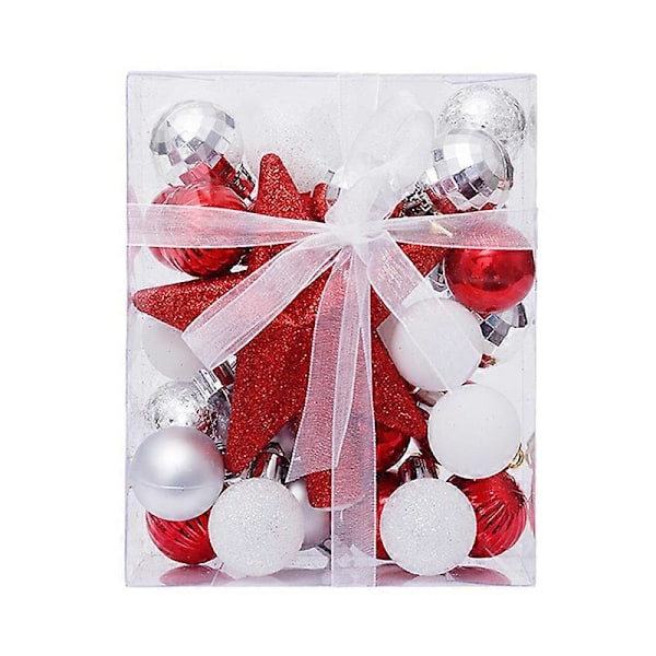 30 st/set Julgranskulor Hängande Ornament Stjärna Topp Noel Navidad Dekoration för Hem Nyårsgåva (FMY) red white Other