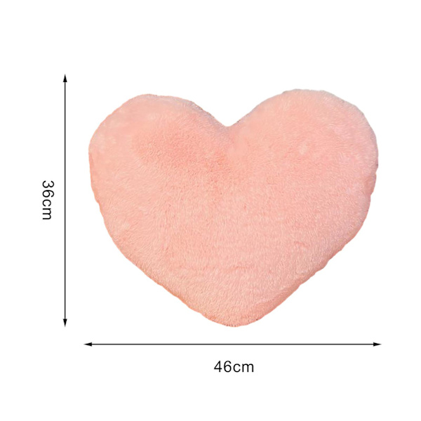 Plush Pute Adorable Hjerteformet Pute Myk Komfortabel Fluffy Pyntepute for Hjem Soverom Dekorasjon (FMY) Pink