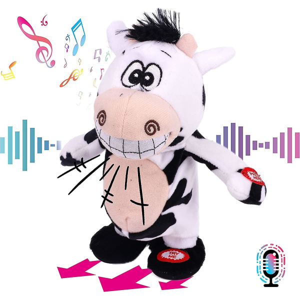 Talking Singing Cow Repeter What You Say Walking Electric Interactive Animated Toy Speaking Plysj , 8' (FMY)