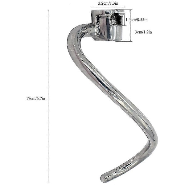 7 Litran Taikina Koukku Vaihto KitchenAid Ksm7990 Ksm7581 Seisovaan Sekoittimeen - Ruostumaton Teräs (FMY)