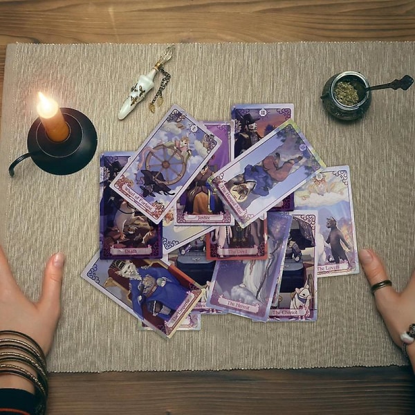 78 Kort Katte Tarot Engelsk Tarot Familie Fest Brætspil Oraklekort Astrologi Spådom Skæbnekort Ven Fest Brætspil  (FMY)