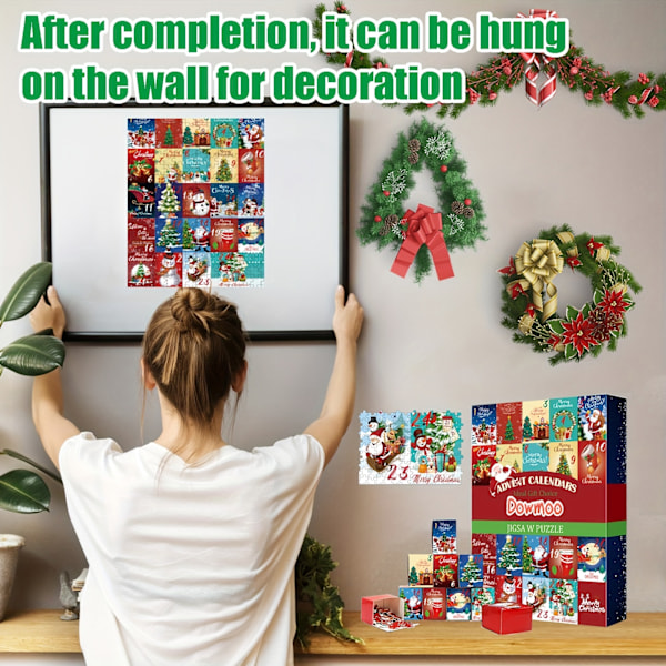 Julekalender Puslespil Legetøj Jule Nedtælling Kreativ Legetøj Julekalender Puslespil Kan Hænges Dekoreret Gave (FMY) Christmas advent calendar puzzle