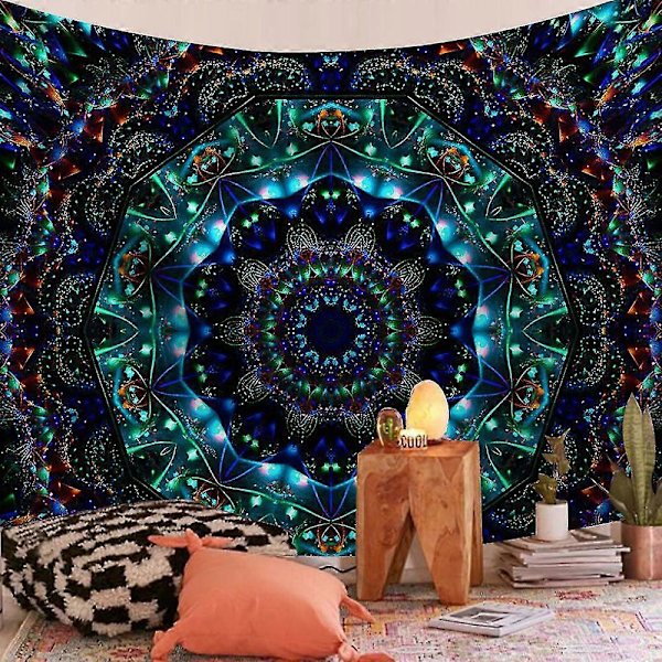 Mandala Gobelin Abstrakt Print Vægophæng Tæppe Sengetæppe Soveværelsesindretning (FMY) 150x130cm