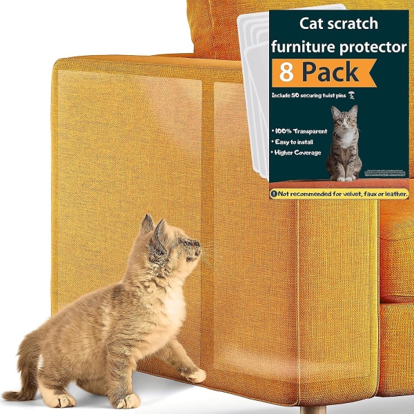 Sofabeskytter til katte, 8-pack, møbelbeskytter mod katteridser, møbelbeskytter til katte, møbelbeskytter fra katte (FMY)