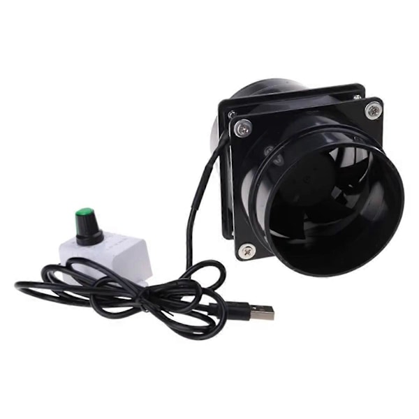 USB Justerbar Hastighet Fläkt Rökabsorberare ESD Rökutsug Fläktrör Kanal Utblåsningsfläkt Rör Ventilation (FMY) Black