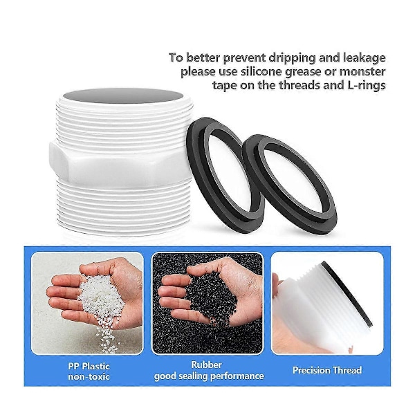 Bassengslangeadapter 1,5 tommer for Intex Coleman bassengpumpe slange med ringpakninger Svømmebassengslange Ada (FMY) White
