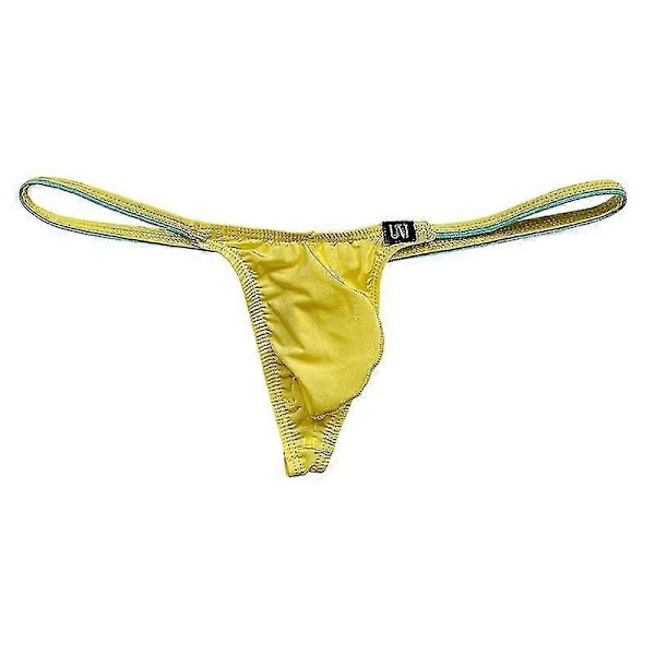 Miesten jääsilkki stringit Mini Micro Bikini G-string Uimahousut Tanga Alushousut Matala Vyötärö Miehen Seksikkäät Ranta-asut Aurinko (FMY) L(30-32inch)