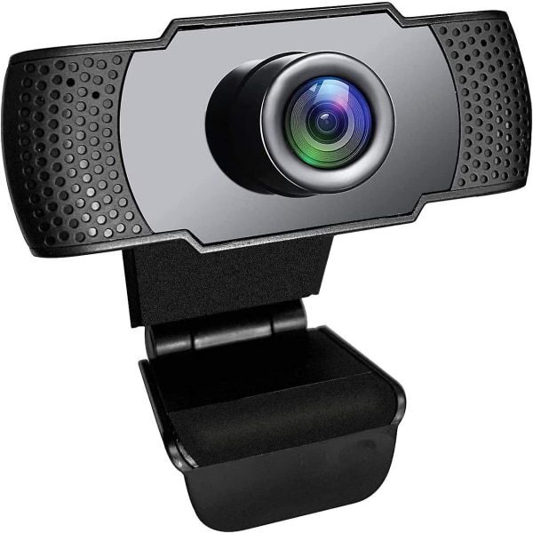 Webbkamera med mikrofon: USB HD-webbkamera 1080p - bärbar dator stationär dator webbkamera med vridbar clip för Windows, videosamtal, inspelning, konferens, spel, livechatt, O