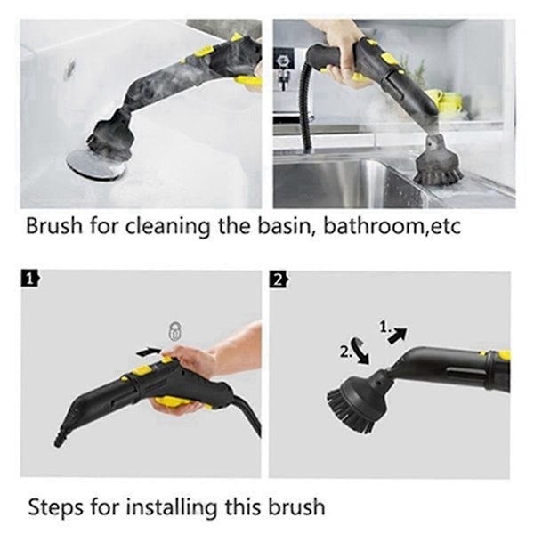 Til Karcher SC1 SC2 SC3 SC4 SC5 Damprenser Reservedel Dampmoppe Rund Børstehoved Hjemmerengøring (FMY) As Shown