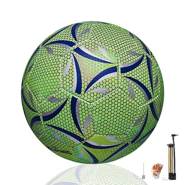 Reflekterende Fodbold, Lysende Fodbold, Glødende Fodbold Størrelse 4/5 Standard Træningsfodbold, Gløder i Mørket ved Lysreflektion (FMY) Size 4