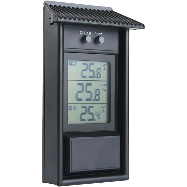 Drivhustermometer, Max Min digitalt veggtermometer, utendørs vanntett termometer for innendørs utendørs hjemmehagedrivhus (FMY)