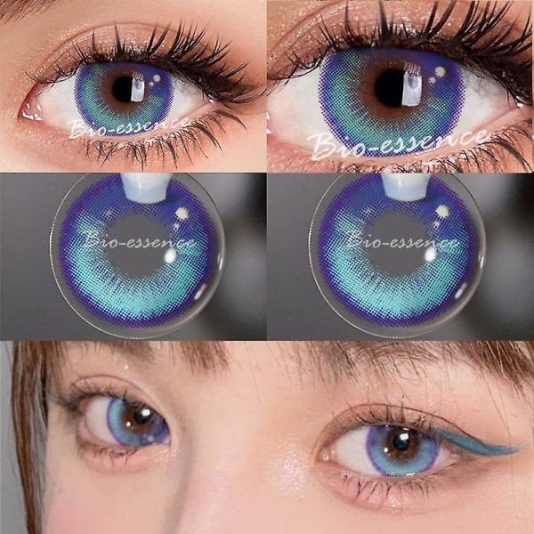 1 par fargede øyekontaktlinser Naturlige brune linser Beauty Fashion Monet-linser Blå linser Grønn øyekontakt (FMY) blue