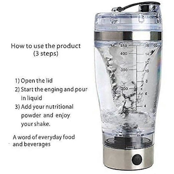 Elektrisk protein shaker protein shaker mixer protein shaker, 450ml (FMY)