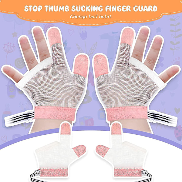 2 par stopp tumsuga finger guard andningsbar baby finger suga stopp kit stopp tumsuga vantar-perfekt  (FMY) Pink M