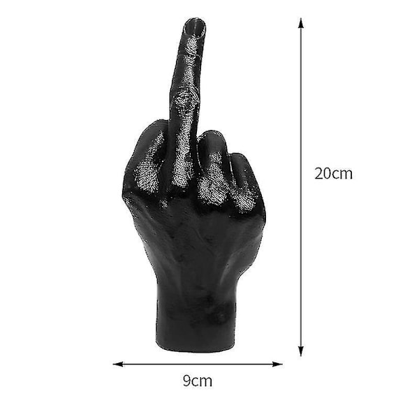 Personlig Mellemfinger Statue Ornament Hjem Desk Dekoration Tilbehør Desktop Geste Figur Skulptur Stue Dekoration (FMY) Black