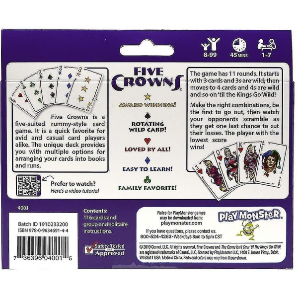 Five Crowns Card Game Familiekortspil - Sjove spil til familiespilsaften med børn (hy) (FMY)