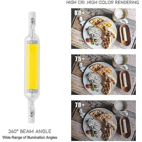 2-pakke 10W 78mm R7s LED-pærer Dimmbare Kald Hvit 6000-6500k 100W Halogen J78 Erstatning, Dobbelt Endet R7s Base Rør, 360 Strålevinkel,  (FMY)