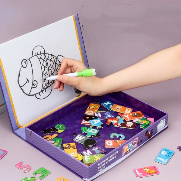 Pædagogisk legetøj i førskolealderen Magnetiske puslespil til småbørn Naturlig træstiksav velegnet til drenge og piger (FMY)