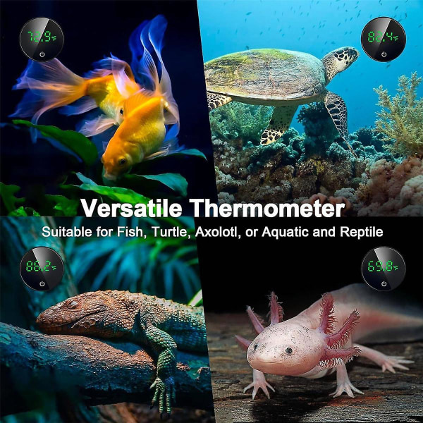 Akvarium Termometer Digital, Oppladbart Trådløst Fiskekum Termometer, Klistre-på Sirkel Led Terrarium Termometer (FMY)