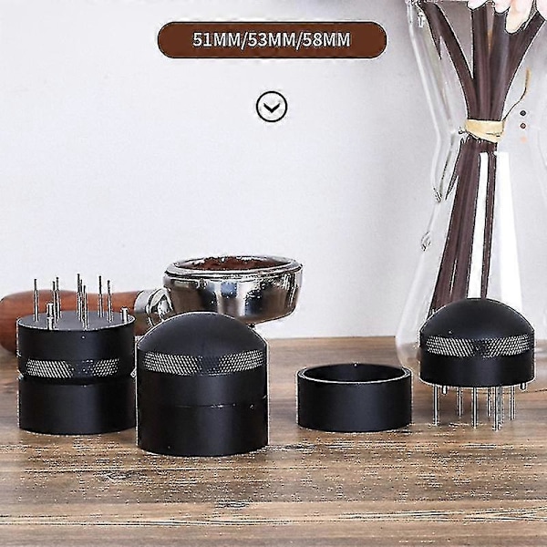 51mm/53mm/58mm Manuell Barista Pulver Kaffe Tamper Distributör Nivelleringsverktyg Nål Typ Kaffe Pulver Verktyg(FMY) 53mm