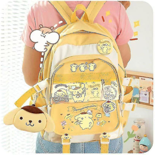 Ny Sanrio Kuromi Ryggsäck Axelväska Pompompurin Väska Lar Söt Väska (FMY) type1 41cm x 31cm x 13cm