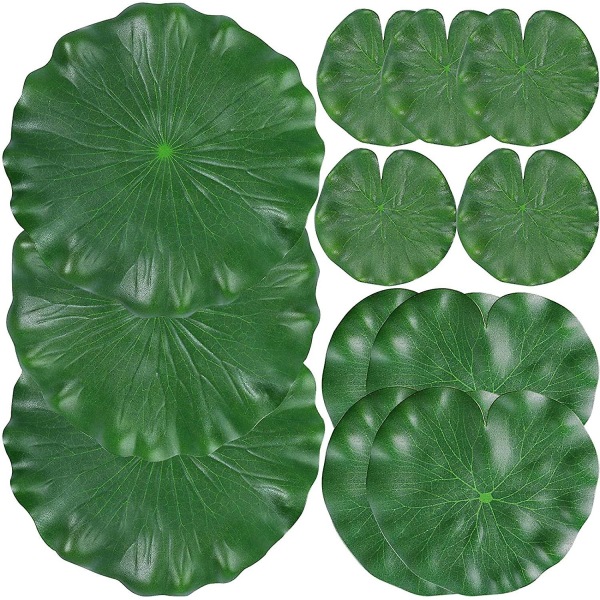 12 realistiska näckrosblad, flytande skum konstgjorda lotusblad, konstgjord näckros (FMY)
