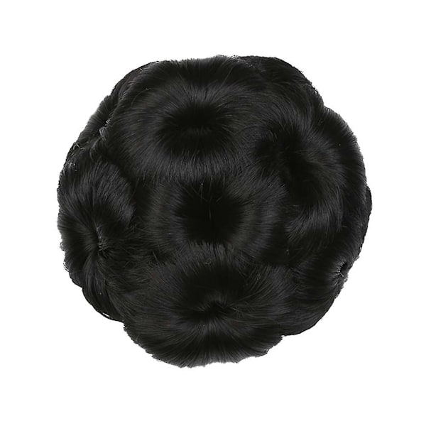 Faux syntetiskt hår bulle förlängning elastisk vågig bröllop donut chignon hårbit Qinhai  (FMY) Dark Brown