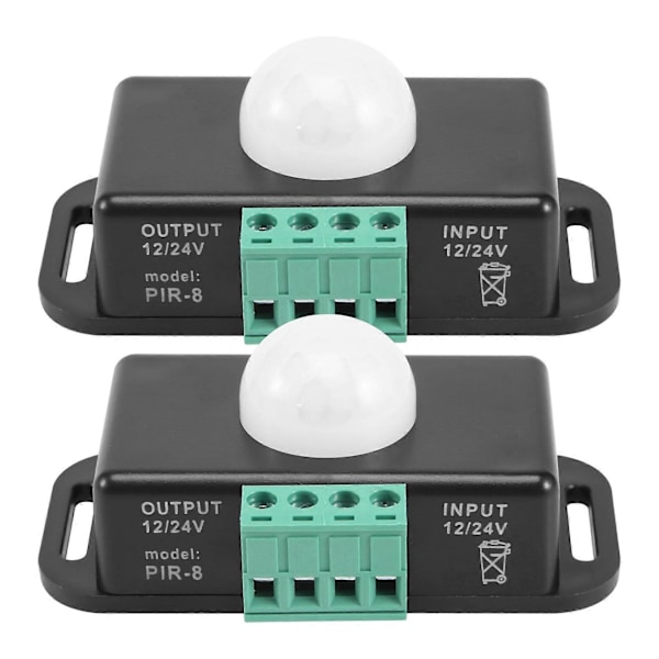 12V 24V PIR Sensor LED Switch Controller til LED Strips Lys, 2 Pakke (FMY) 31 plastic