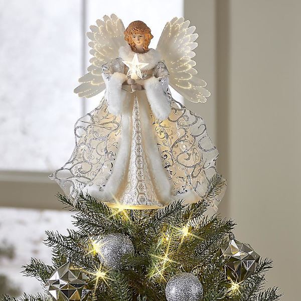 Juletrær Topper Usb Led Lys Engel Fe Julen Pynt Xmas Tre Topp Ornament (FMY) B