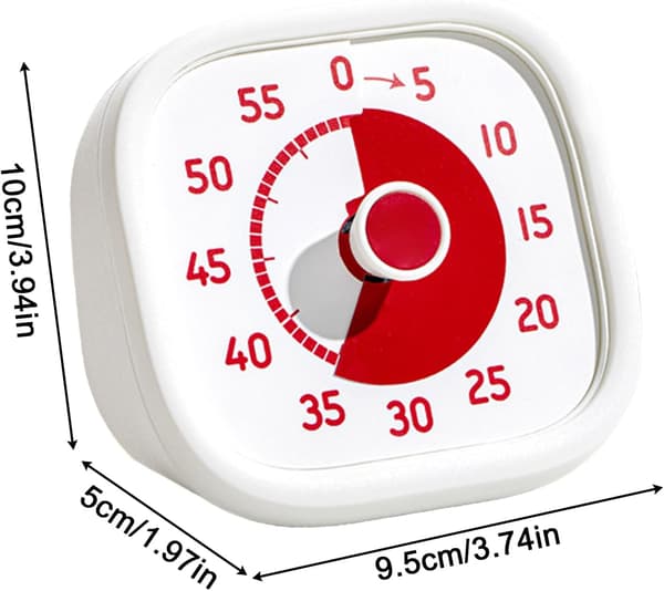 Visuel timer, lydløs timer, tidsstyringsværktøj, justerbar analog timer (uden tikken) (FMY)