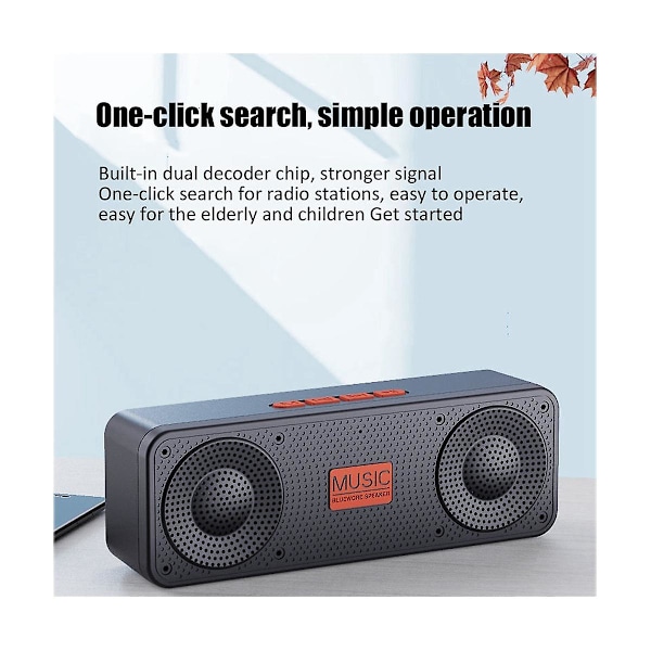 Bärbar FM-radio Trådlös Bluetooth 5.0 TWS Högtalare Mini MP3 Musikspelare Stöd TF-kort U Disk U BlackRed