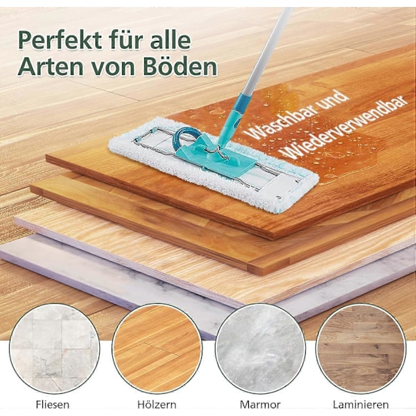 3 Pakk Erstatningsmoppekluter for Leifheit Profi XL Micro Duo / Profi XL Cotton Plus Alle Gulvmopphåndtak, Fjerner Flekker Raskt, Effektiv (FMY)