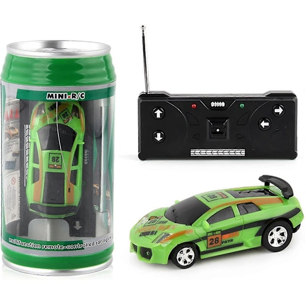 1 Sæt Mikro Fjernstyret Bil Med Vejspærringer Coca-Cola Dåse Design Kreativ Simuleringsracerbil Legetøj Børnegave (FMY) Green