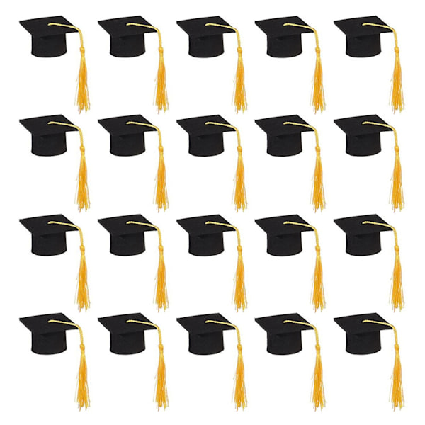 20 stk. Mini Bachelor-hatt i filt med dusker til feiringer, vinflasketopper for graduering, festutstyr for graduering (FMY) Yellow One Size