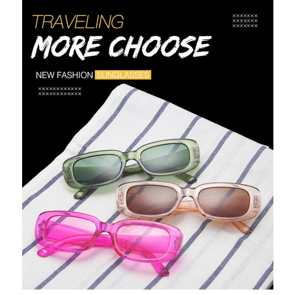 Europæisk og amerikansk trend Solbriller med lille stel Kvinder Firkantede solbriller Olivengrøn Farverige Ins Street Shooting Glasses (FMY)