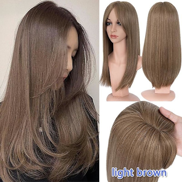 Lång Rak Clip-In Topp med Lugg Syntetiska Hårperuker (FMY) light brown 18inch