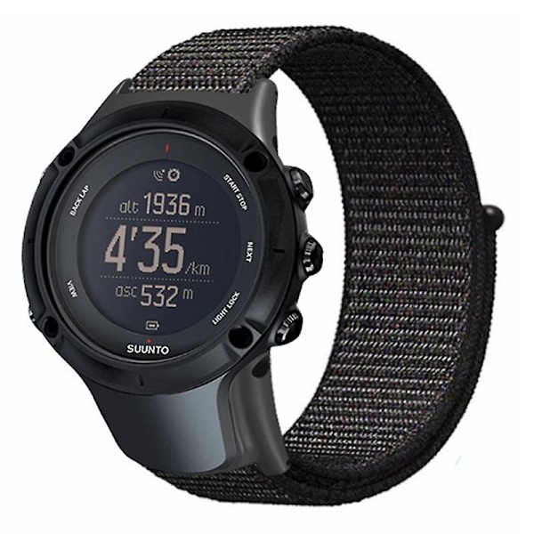 Armband i nylon för Sunnto Ambit3/Ambit3 Peak - Seashell White (FMY) Black Suunto Ambit 3