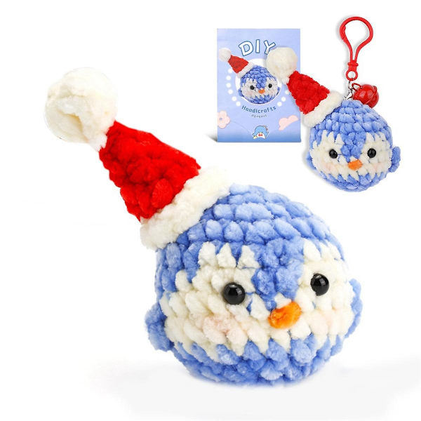 Komplette Heklekitt for Begynnere, DIY Pingvin, Kanin, Kylling, Wombat Kit med Strikke Markører Chenille Ball, Instruksjoner (FMY)