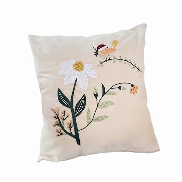 Broderipute-sett for bursdag, DIY håndlaget nålearbeid med mønster, putetrekk for hjemmedekor, uferdig for voksne (FMY) C 44cm x 44cm