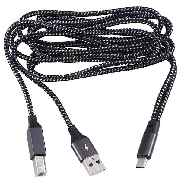 2-i-1 USB-skrivarkabel USB-C till MIDI-kabel USB Typ C till USB B MIDI-kabel för musikinstrument, piano, MIDI-tangentbord (FMY)