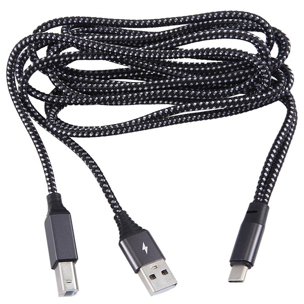 2-i-1 USB-skriverkabel USB-C til MIDI-kabel USB Type C til USB B MIDI-kabel for musikkinstrumenter, piano, MIDI-tastatur (FMY)