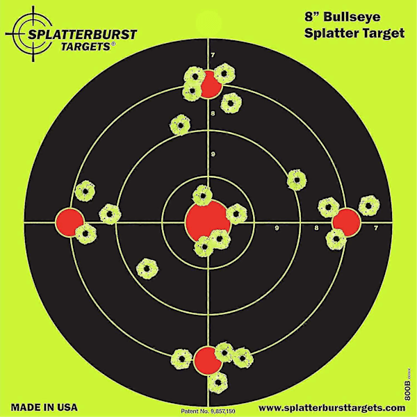 Splatterburst Targets - 8 X 12 Tommer Stick & Splatter Mini Silhuett - Selvklebende Skyteblink - Våpen - Rifle - Pistol - Airsoft - Bb 25 Pack