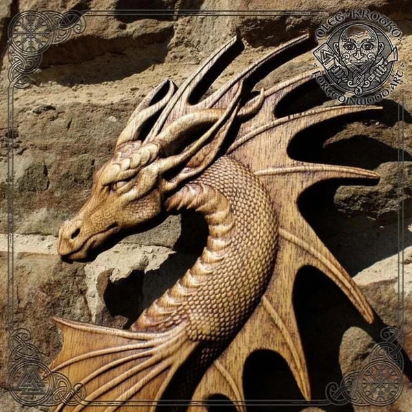 Norse Dragons Wooden Carving Seinäkoriste Art Dragon Wall Decor Ilmainen toimitus (FMY) 2