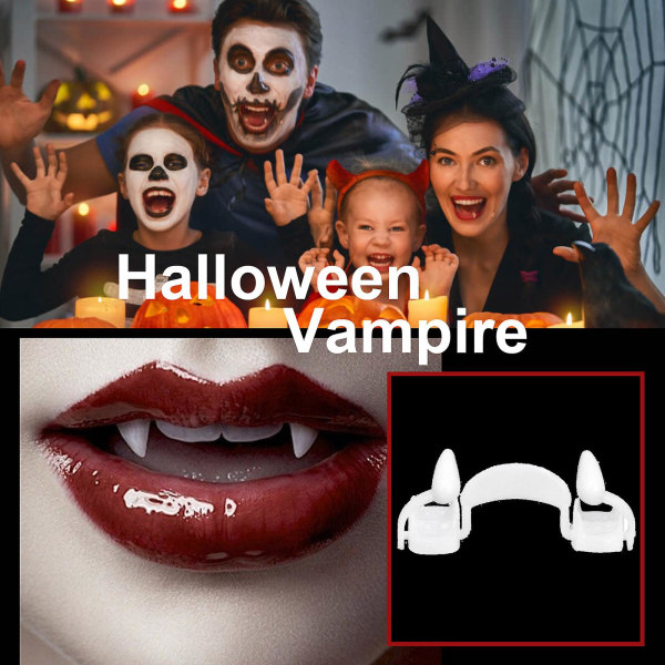 Egendefinerte hoggtenner for vampyrtenner Fake Halloween Party Cosplay Rekvisitter Skrekkfest Favor Halloween Fake Teeth Props Costume (FMY)