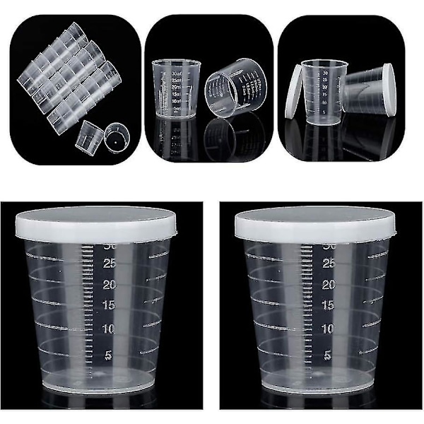 100 stk. 30 ml Lite Målebeger Med Skala For Måling Pp Kopp Plast Med Lokk Eksperimentelt Målebeger Skala Rent Tomt Beger (FMY)