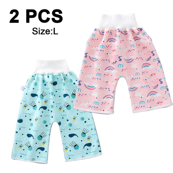 2kpl Quit Diaper Training Pants - Vaippahousut Under The Sea + Rainbow Horse L (4-12 vuotta) (FMY)