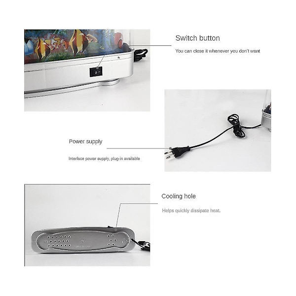LED Akvarielampe Dynamisk Virtuelt Ocean Delfin Kunstigt Tropisk Landskab Natlys Sød Rumdekoration EU Stik (FMY)
