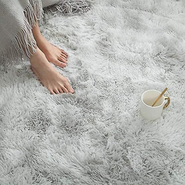 Mjuk Modern Shaggy Inomhusmatta 4x6.6 för Sovrum Vardagsrum Sovsal Barnrum Hem Dekorativ, Halksäker Plysch Fluffig Päls Area Mattor Bekväm N (FMY) Dark Grey 1.3 x 2 Ft.