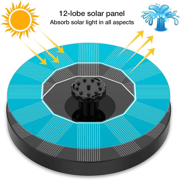 Solar Fountain 2022 uppgradering, soldammpump med 6 effekter solvattenpump Solar flytande fontänpump för trädgårdsdamm Fountain Fågelbad Fisktank