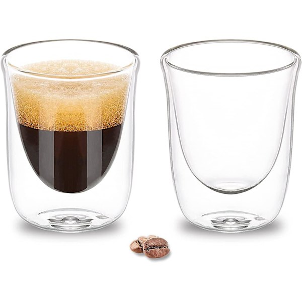 Liangnv Espresso Koppar Set om 2, 2 Oz Espresso Shotglas, Espresso Muggar, Dubbla Isolerade Borosilikatglas, Tazas De Cafe Expre  (FMY)